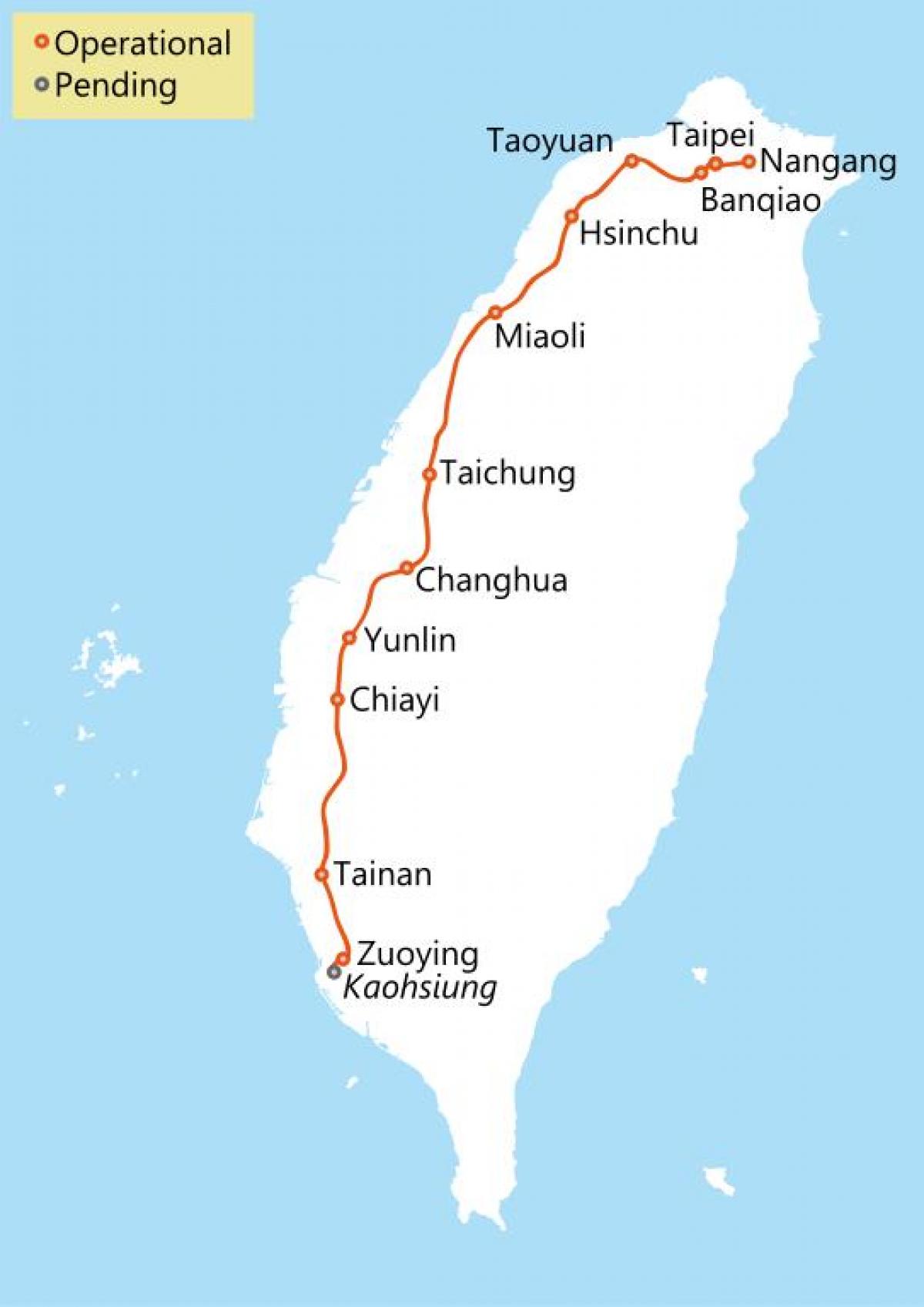 تایوان با سرعت بالا راه آهن نقشه مسیر