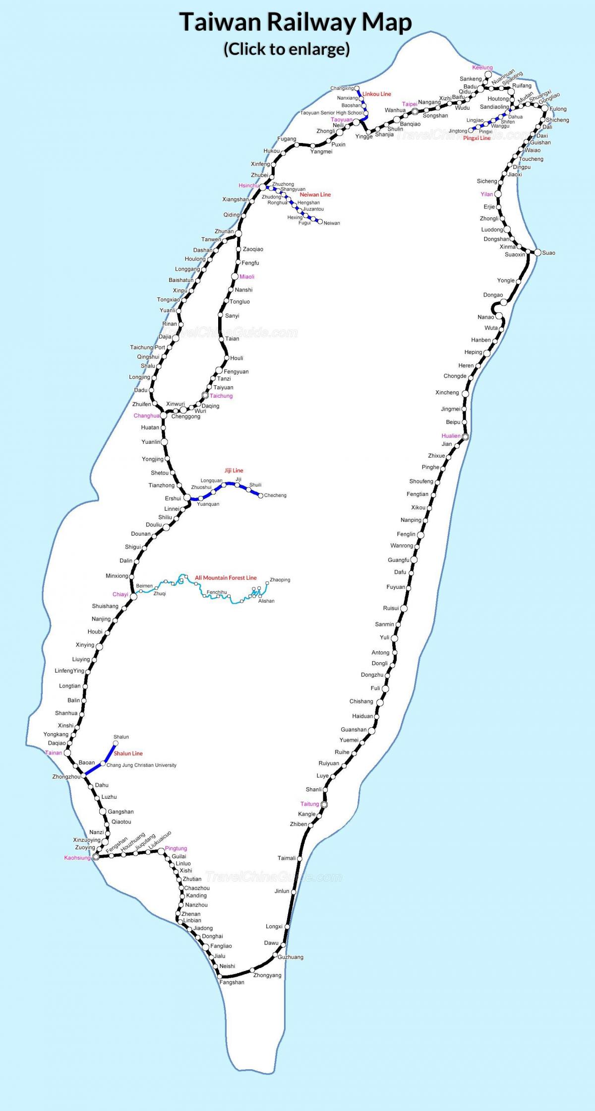 راه آهن نقشه تایوان